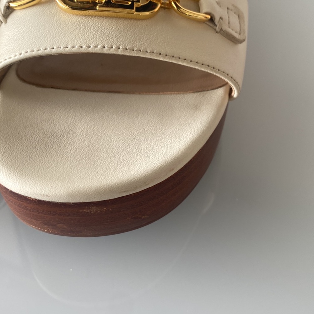 Lauren Ralph Lauren White Leather Roxanna Heeled Mules, Sz 9.5 - Picture 9 of 9